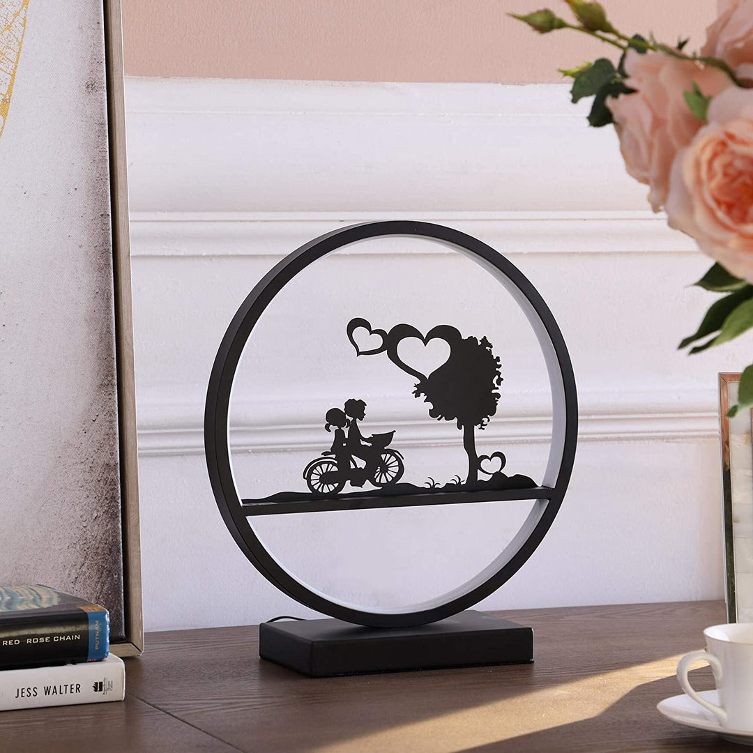 Girl Boy Bicycle Led Accent Table Lamp Silver Modern Contemporary - Diamond Home USA
