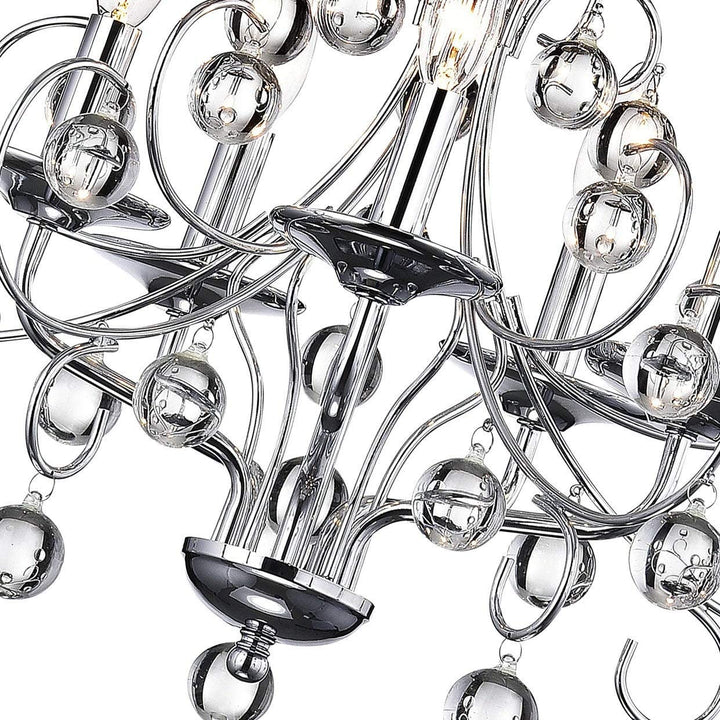 5 Light Crystal Chandelier Grey Modern Contemporary Metal