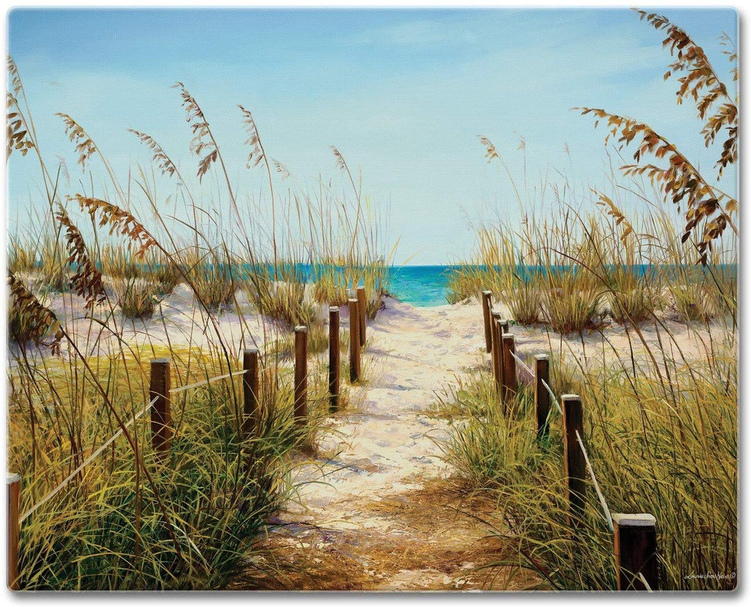 Glass Cutting Board/Saver 12"x15" Path Ocean Color