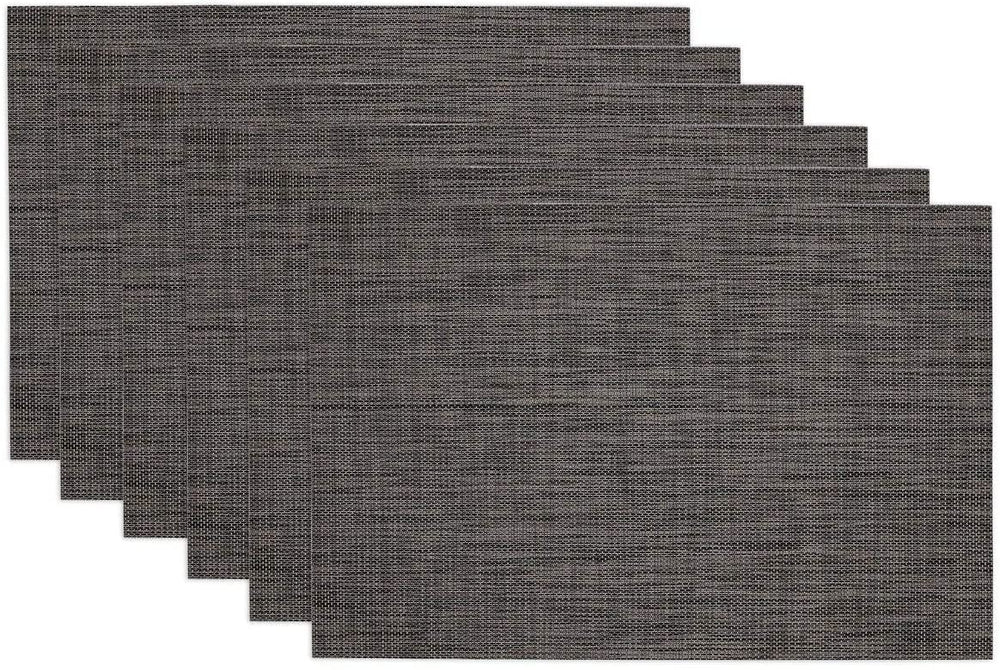 Grey Tweed Placemat Set 6 Color Casual Rectangle Polyester - Diamond Home USA