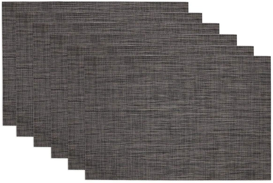 Grey Tweed Placemat Set 6 Color Casual Rectangle Polyester - Diamond Home USA