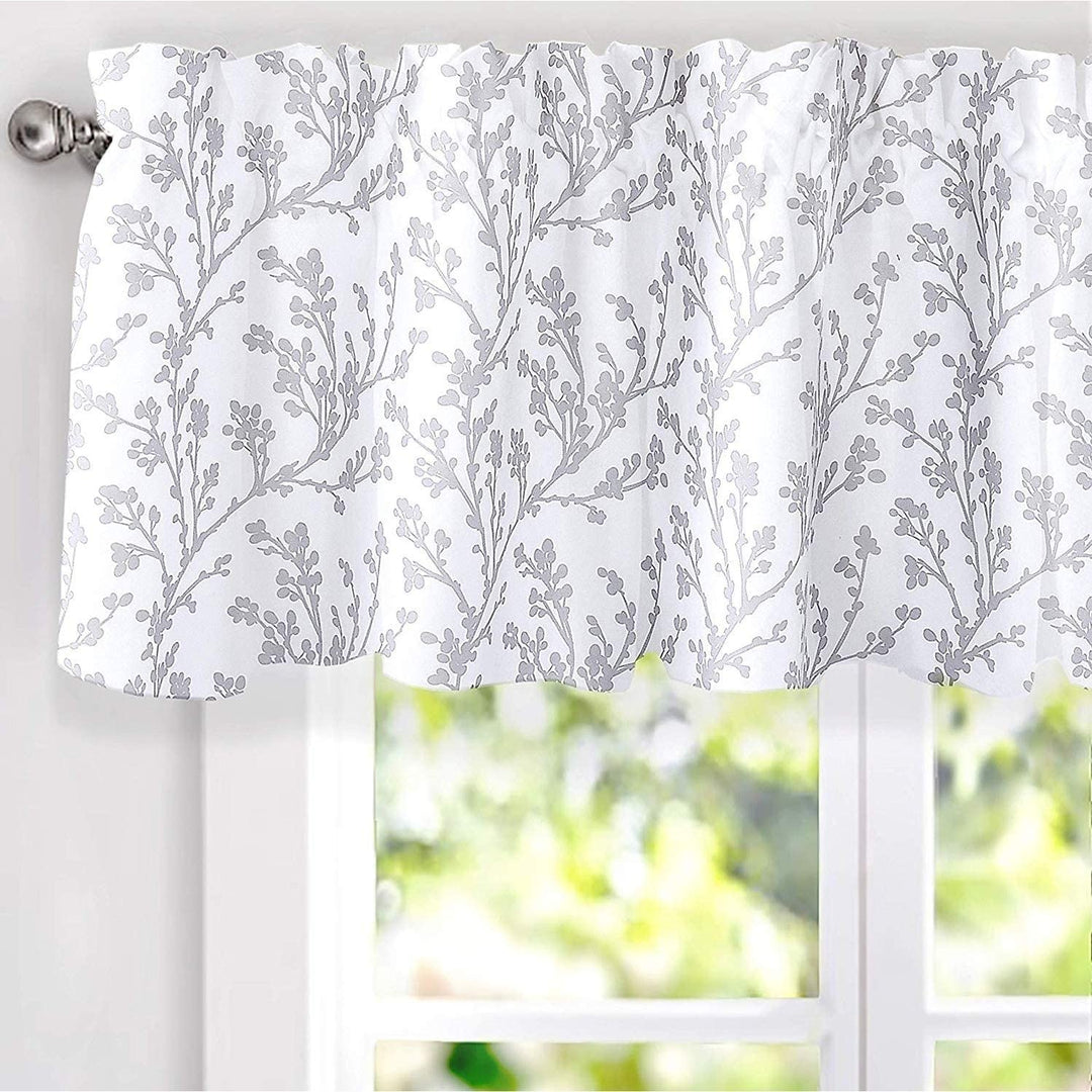 Floral Tree Branch Pattern Blackout Window Curtain Valance