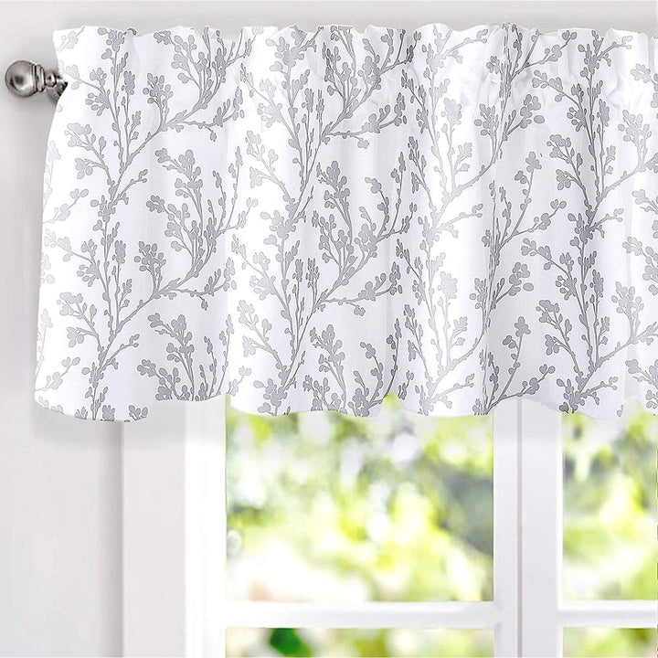 Floral Tree Branch Pattern Blackout Window Curtain Valance