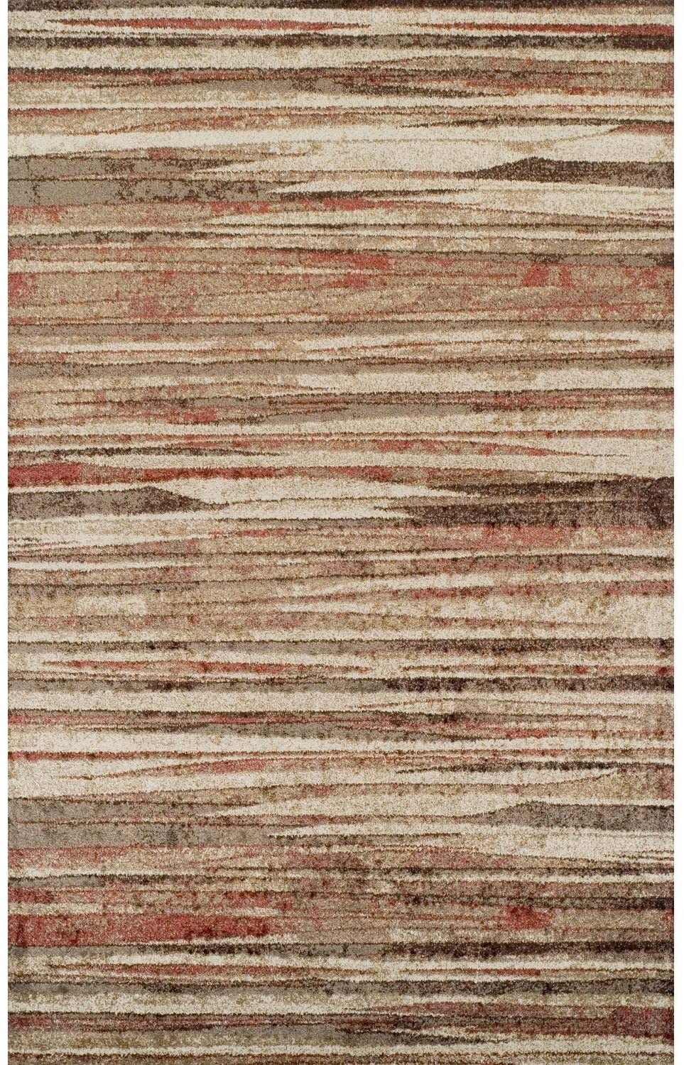 Abstract Striped Spice/Beige Area Rug (3'3"x5'1") 3'3"x5'1" Orange Casual Modern Contemporary Polypropylene Contains Latex Stain Resistant