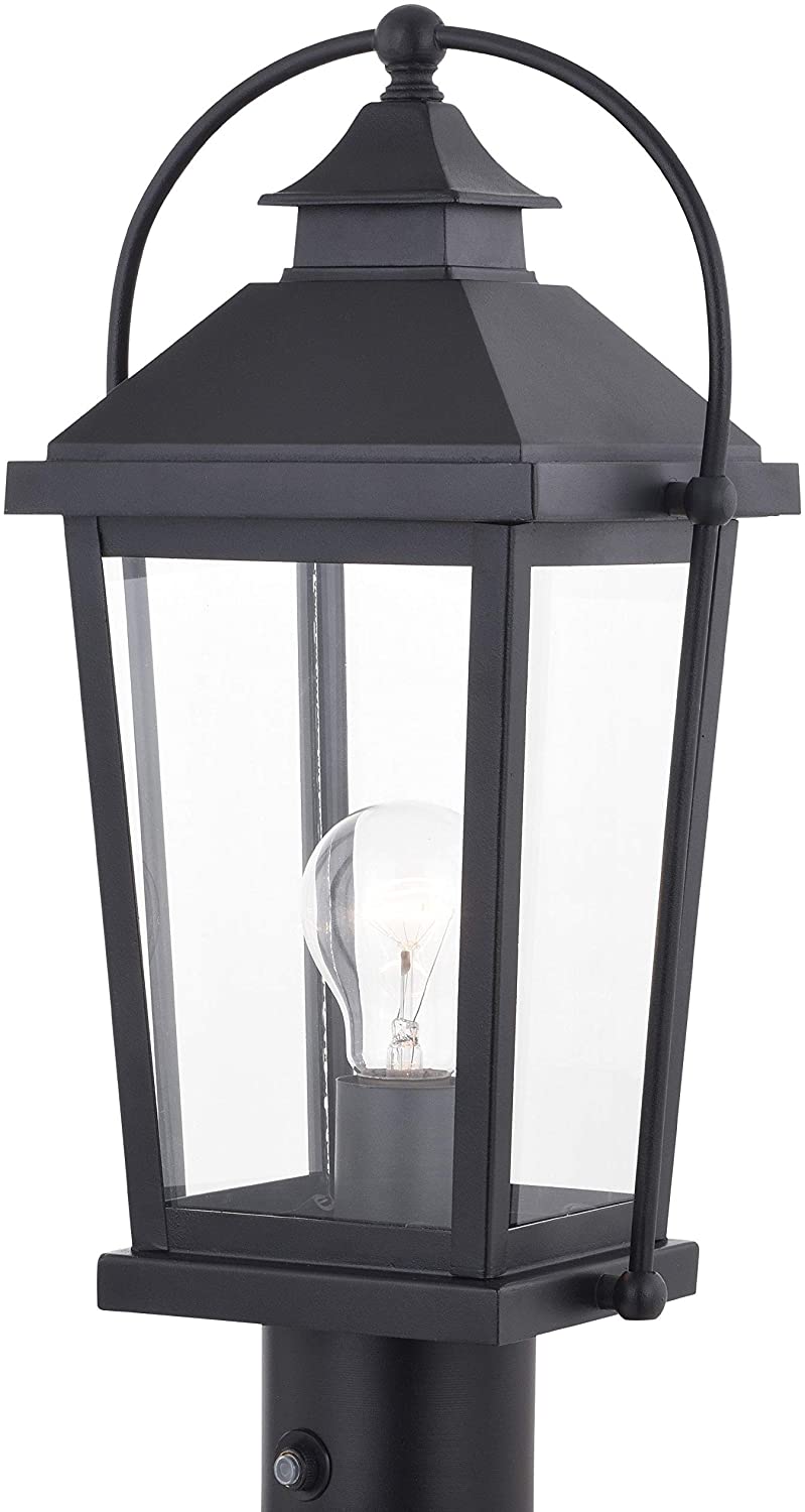 1 Light Dusk Dawn Black Outdoor Post Lamp Clear Glass 7 75 W
