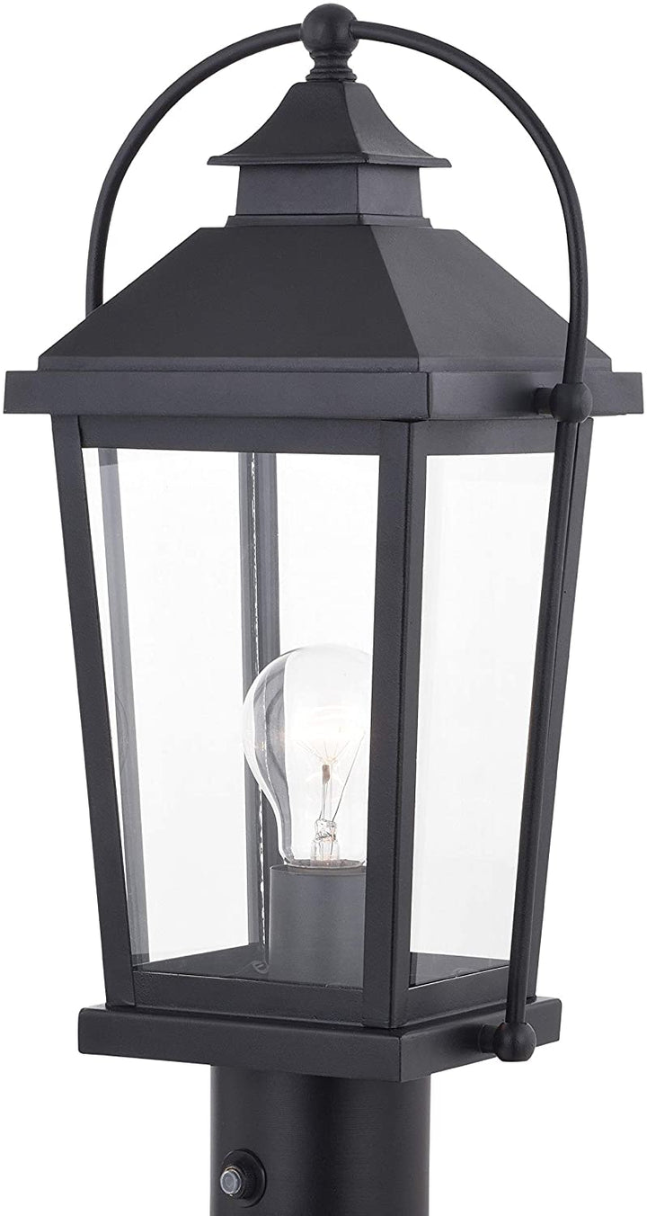 1 Light Dusk Dawn Black Outdoor Post Lamp Clear Glass 7 75 W