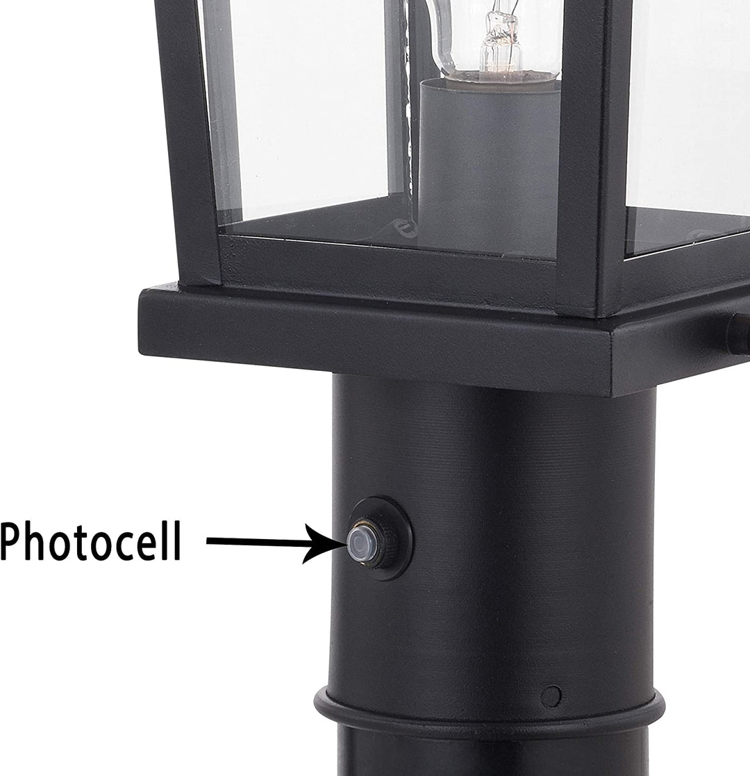MISC 1 Light Dusk Dawn Black Outdoor Post Lamp Clear Glass 7 75 W X 17 75 H 6 5 D Steel Lights Water Resistant Weather