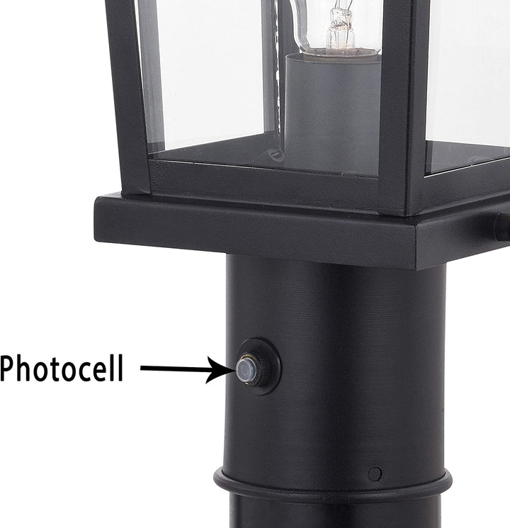 MISC 1 Light Dusk Dawn Black Outdoor Post Lamp Clear Glass 7 75 W X 17 75 H 6 5 D Steel Lights Water Resistant Weather