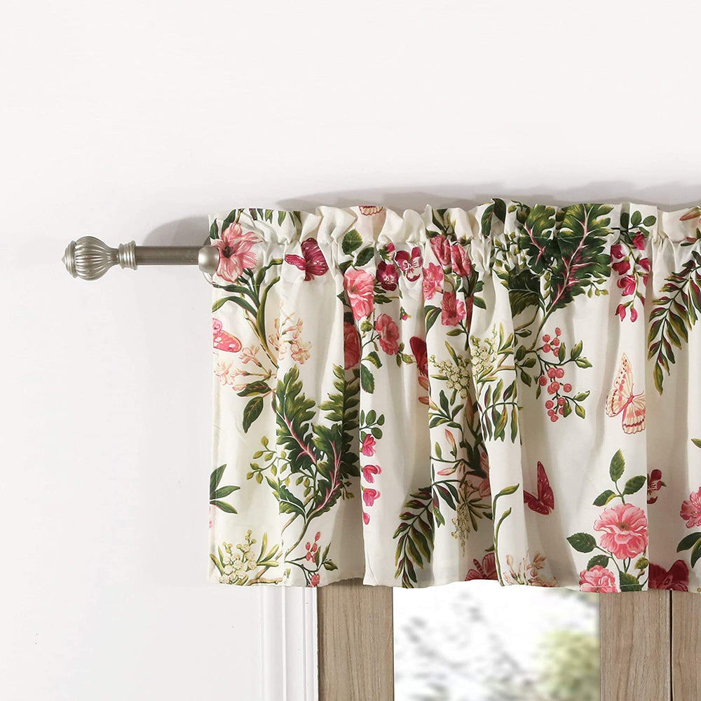 Butterflies Window Valance Floral Nature Farmhouse Traditional 100% Polyester Lined - Diamond Home USA