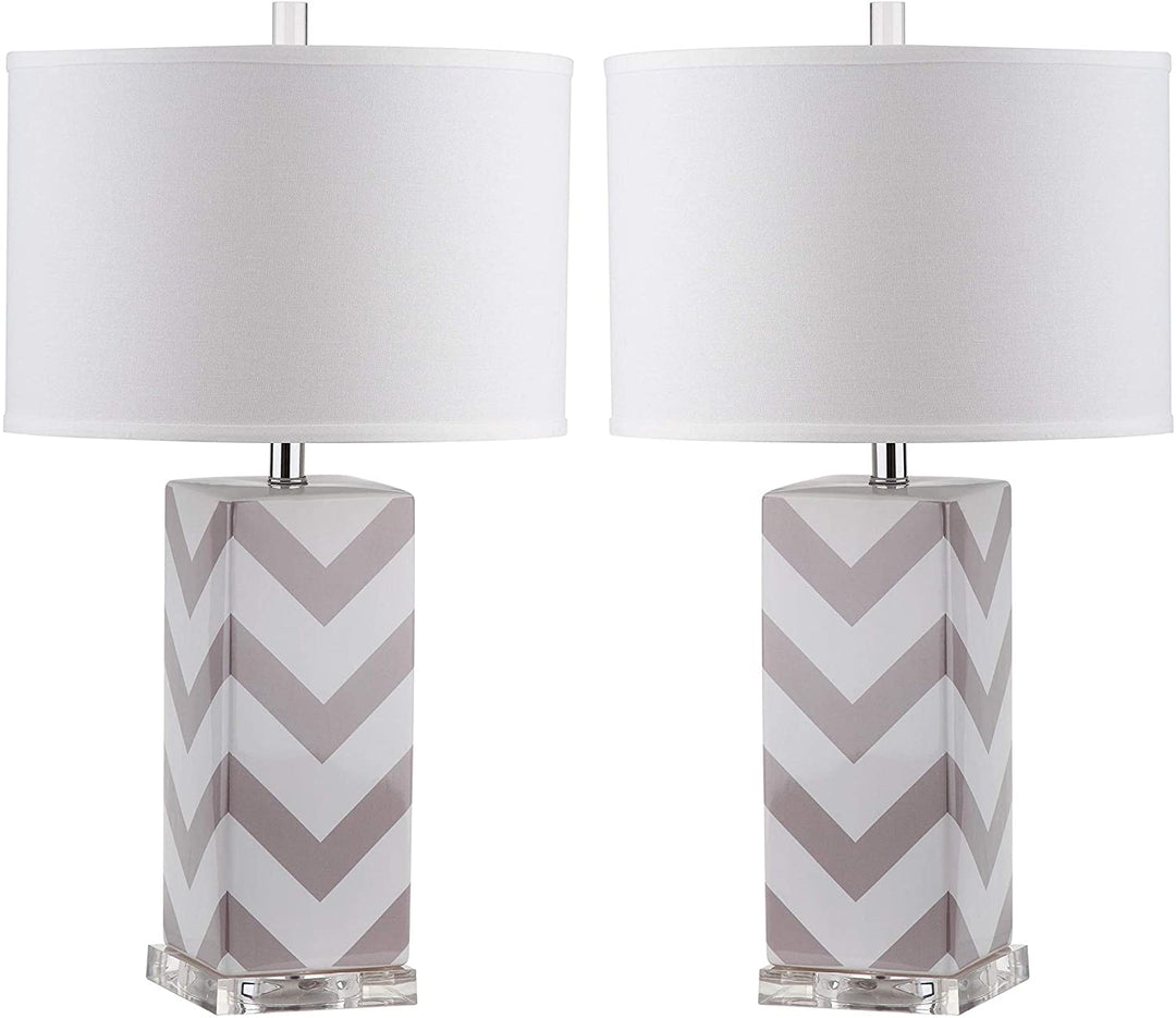 Lighting 27 inch Grey Chevron Stripe Table Lamp (Set 2)