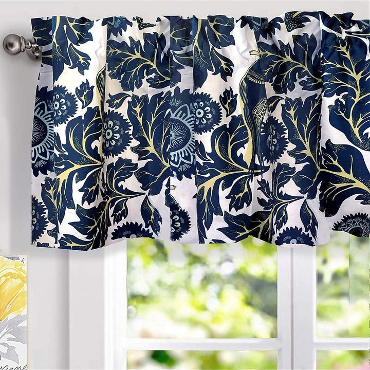 Floral Thermal Insulated Window Valance Blue Navy Modern