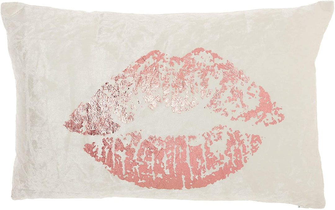 Rose Gold Metallic Lips Throw Pillow Textured Glam Modern