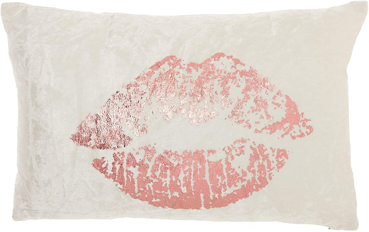 Rose Gold Metallic Lips Throw Pillow Textured Glam Modern