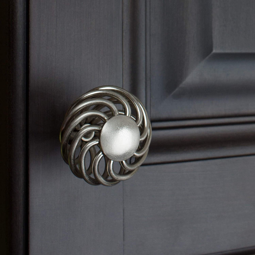 1 5 inch Satin Nickel Birdcage Cabinet Knobs (Pack 25) Grey Metal Finish - Diamond Home USA