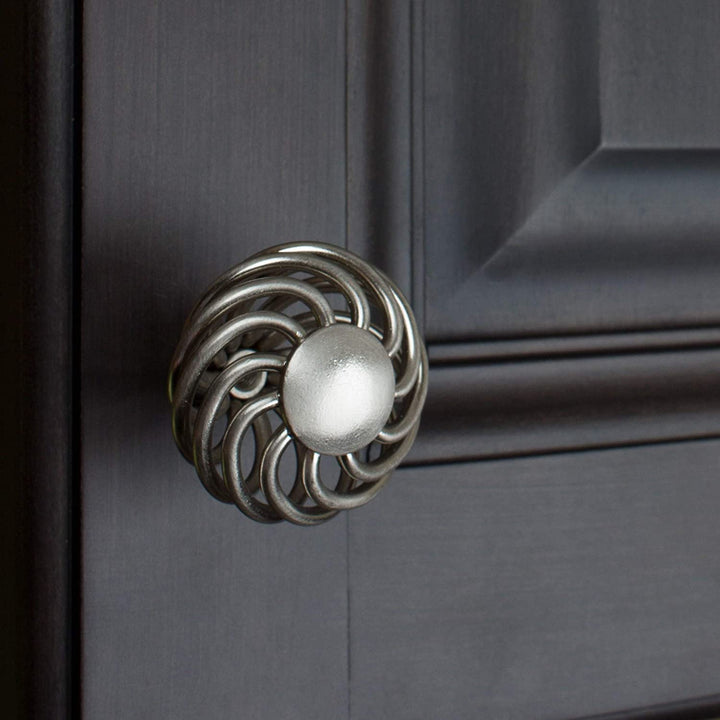 1 5 inch Satin Nickel Birdcage Cabinet Knobs (Pack 25) Grey Metal Finish - Diamond Home USA