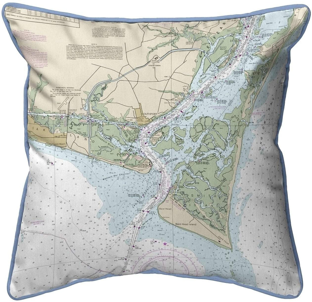 Island Nc Nautical Map Pillow 18x18 Color Graphic Coastal