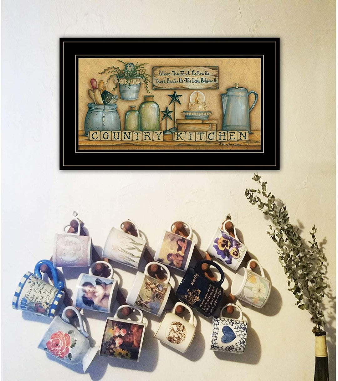 Country Kitchen Ann June Ready Hang Framed Black Frame Country - Diamond Home USA