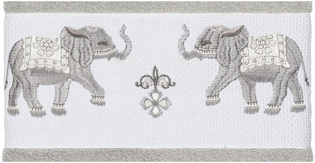 Turkish Cotton Elephants Embroidered Light Grey Bath Towel Terry Cloth - Diamond Home USA