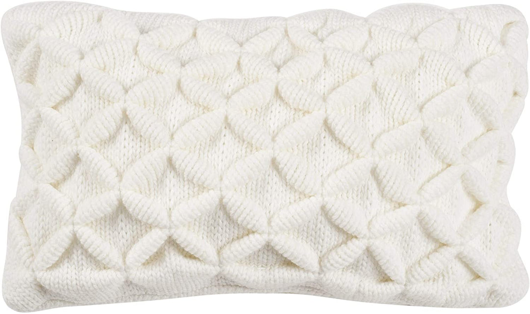20 inch 3D Diamond Ivory Decorative Pillow Off/White