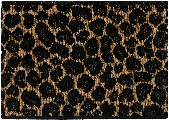 Turkish Cotton Cheetah Jacquard Trim Latte Brown 2 Piece Hand Towel Set Black Animal Border Cloth - Diamond Home USA