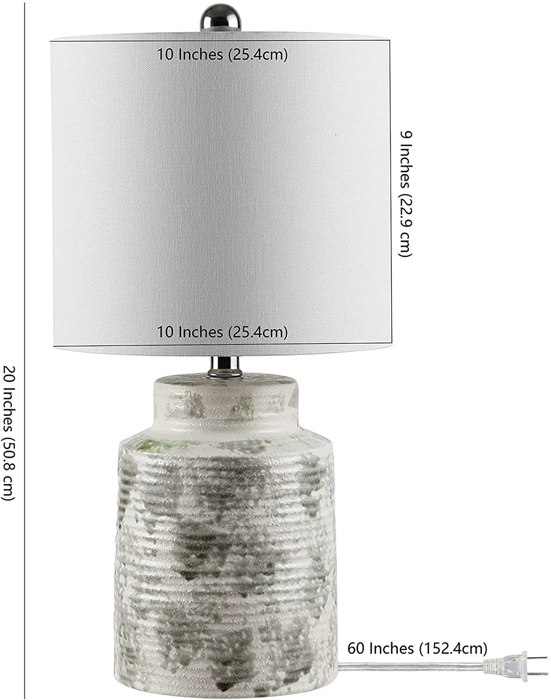 19 inch Ceramic Table Lamp 10" X 19" Grey Modern Contemporary Traditional Chrome Bulbs Included - Diamond Home USA