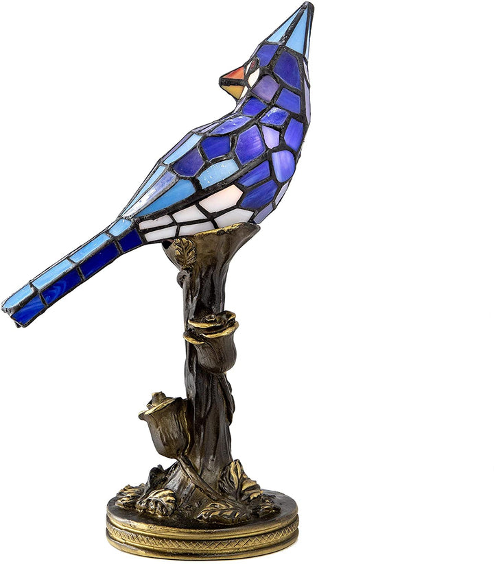 MISC 13 5" h Stained Glass Bird Accent Lamp Blue Traditional Bronze