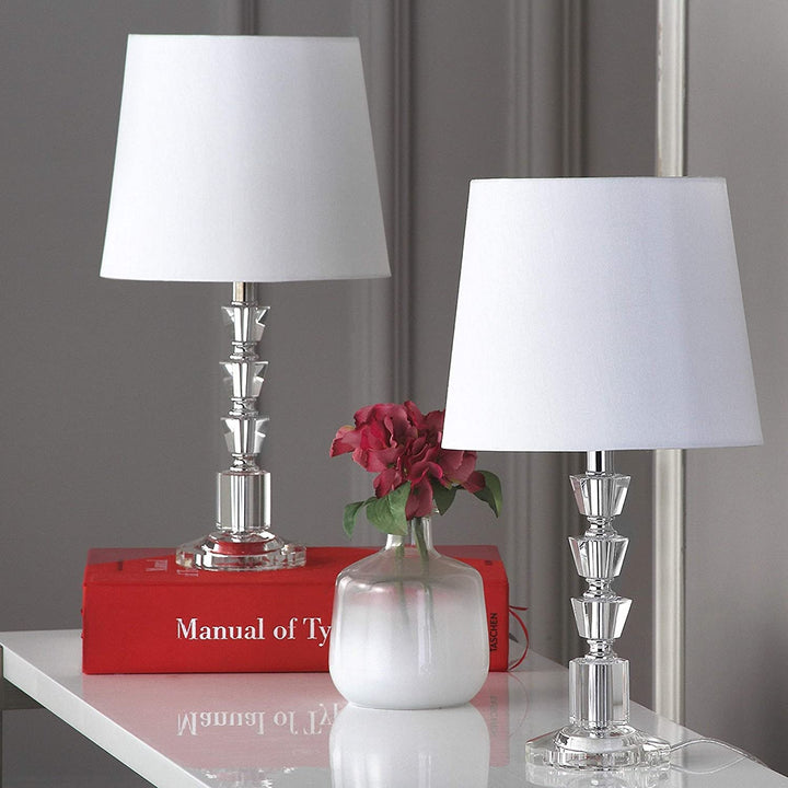 Lighting 16 inch White Shade Tiered Crystal Orb Table Lamp