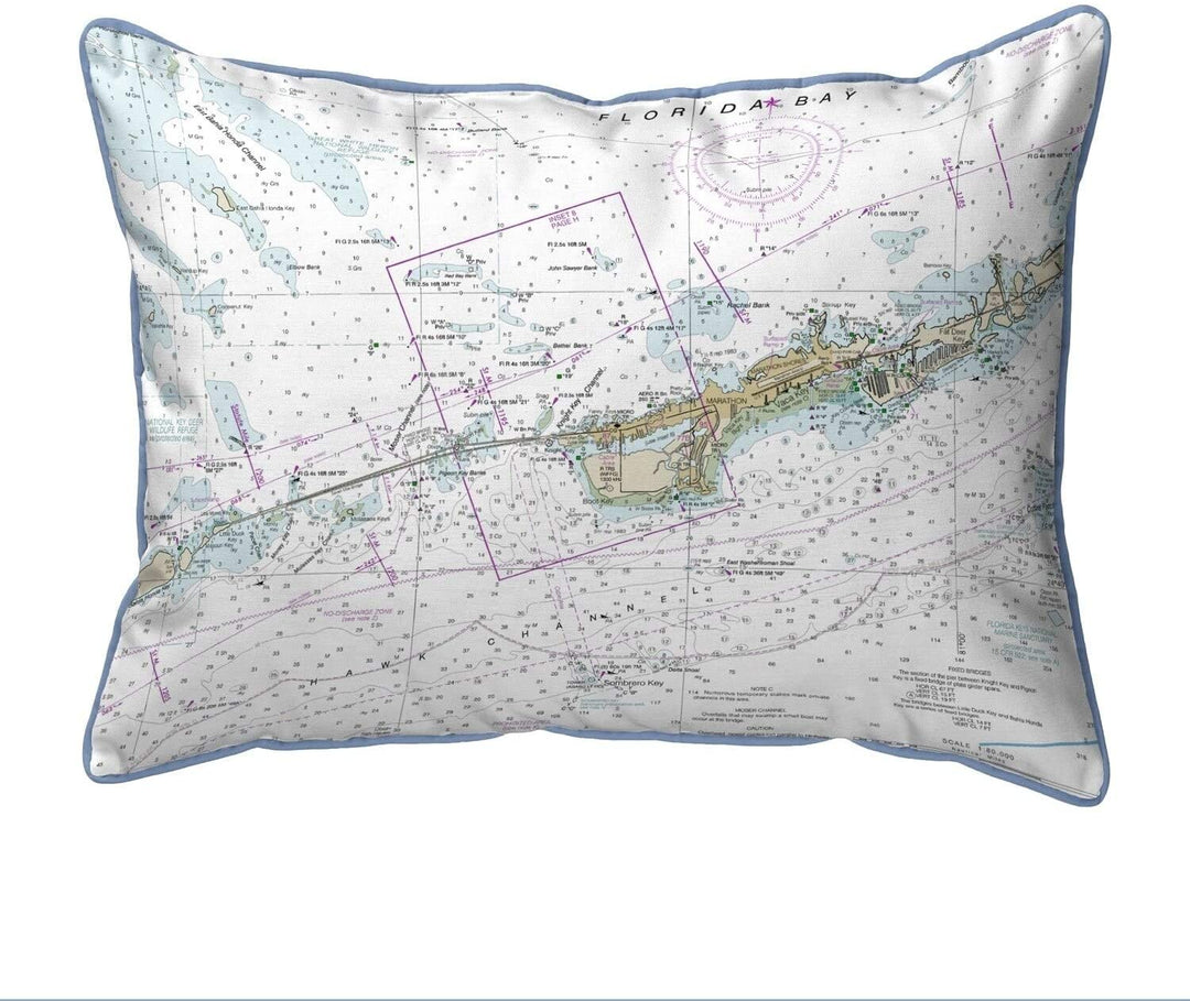 Miami Marathon Florida Bay Fl Nautical Map Small Pillow