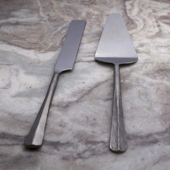 MISC Nascent Steel Cake Serving Set Stainless 2 Piece Handmade