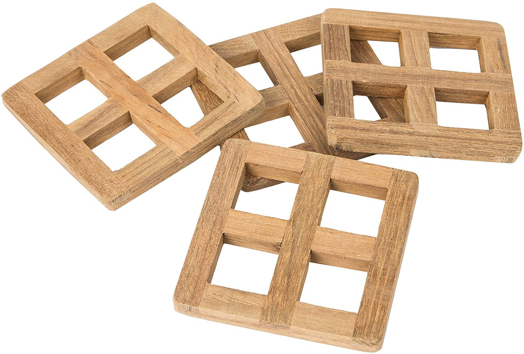 Teak 4 Piece Coaster Set 4 pc Brown - Diamond Home USA