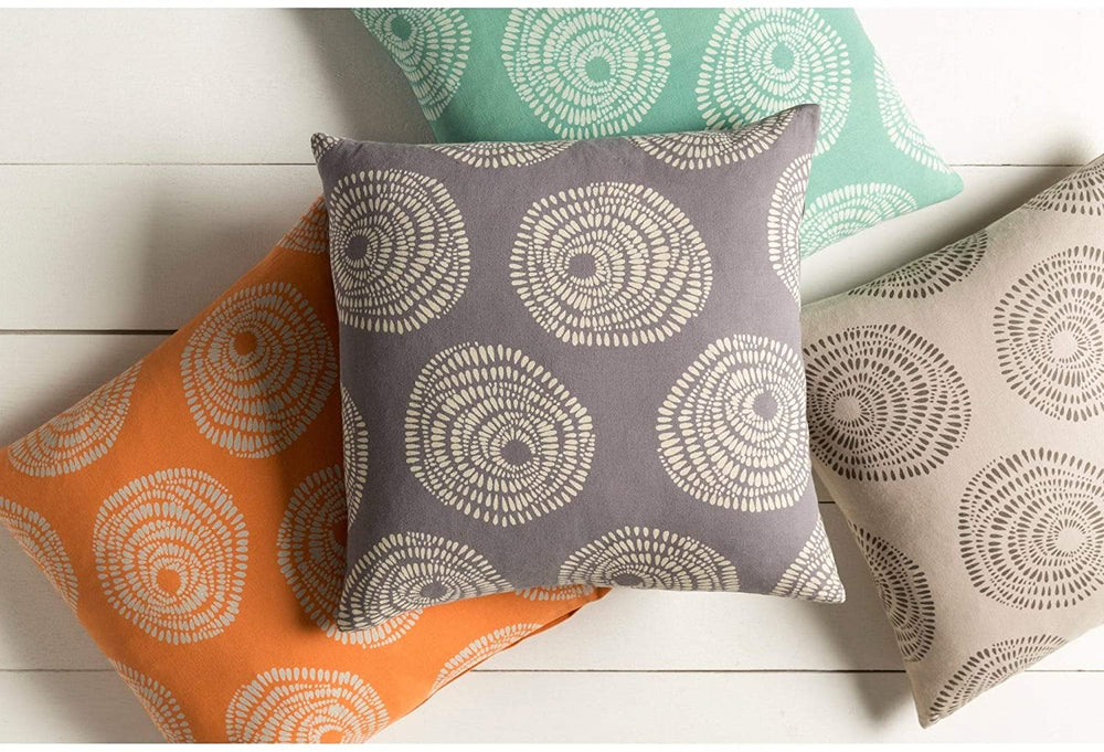 Decorative Charcoal Circles Dots 20 inch Throw Pillow Cover Grey Medallion Modern Contemporary Cotton One Removable - Diamond Home USA