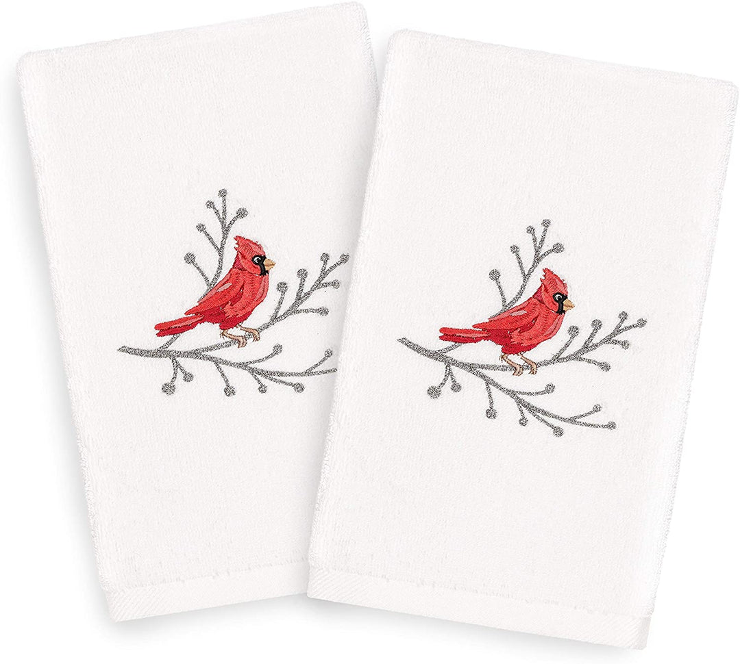 urkish Cotton Cardinal White Set 2 Hand owels Red Silver