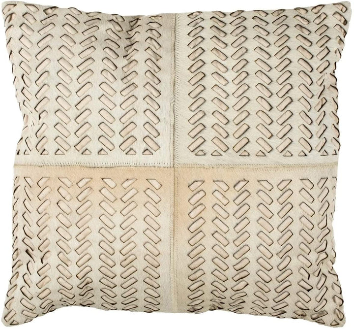 Dash Geometric Cream Cowhide 18 inch Decorative Pillow White