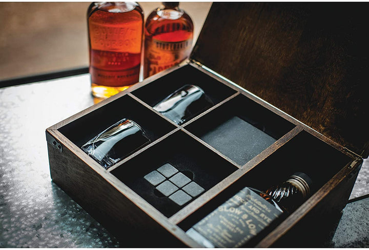 'Whiskey Box' Gift Set Brown 8 More Pieces - Diamond Home USA