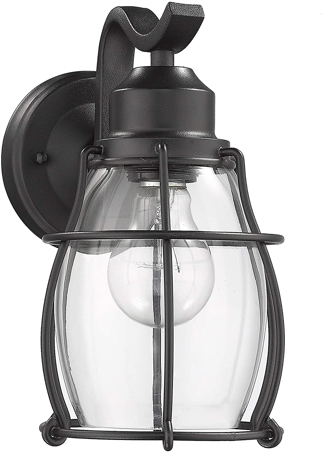 1 Light Textured Black Outdoor Wall Sconce Farmhouse Nautical Coastal Metal Dimmable - Diamond Home USA