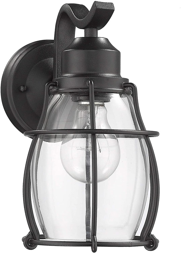 1 Light Textured Black Outdoor Wall Sconce Farmhouse Nautical Coastal Metal Dimmable - Diamond Home USA