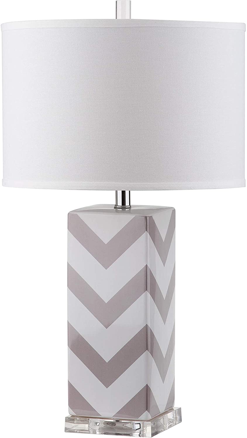 MISC Lighting 27 inch Grey Chevron Stripe Table Lamp (Set 2) 15"x15"x27" Nickel Bulbs Included