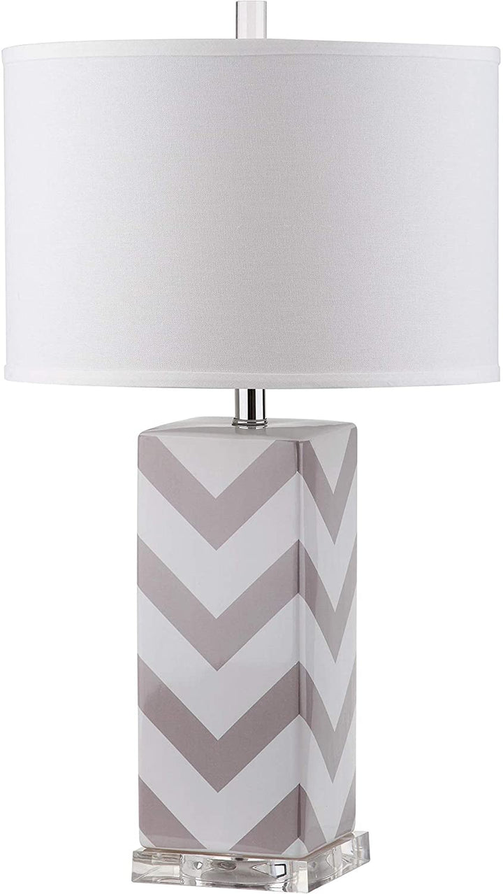 MISC Lighting 27 inch Grey Chevron Stripe Table Lamp (Set 2) 15"x15"x27" Nickel Bulbs Included