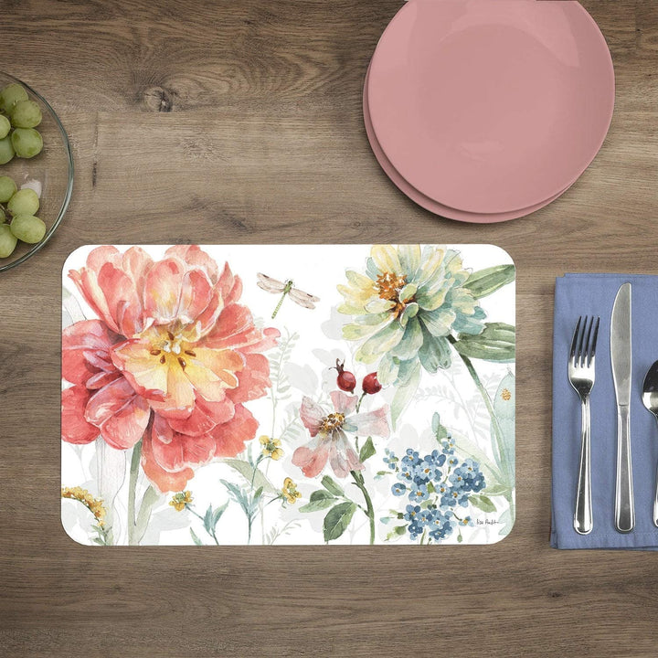 Wipe Clean Placemats Set 4 Color Rectangle Plastic - Diamond Home USA