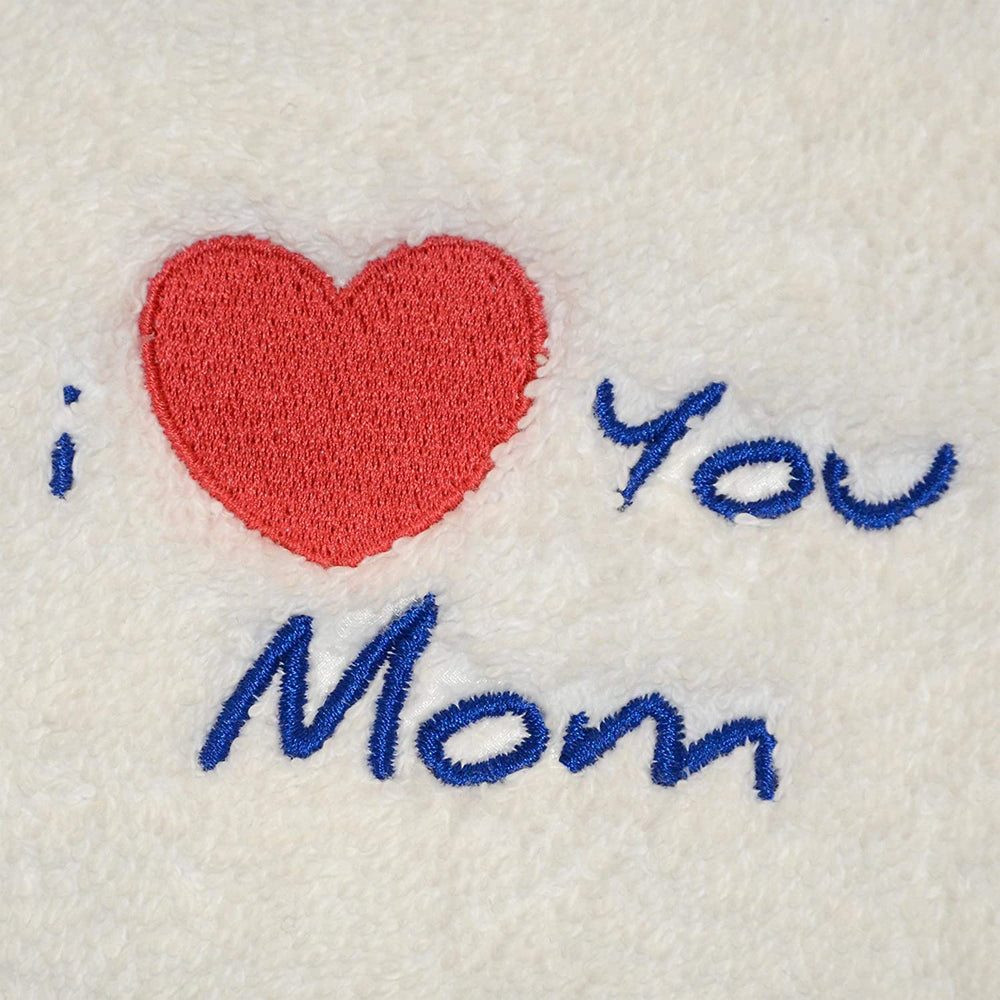 Spa I Love You Mom Monogrammed Turkish Cotton Hand Towels Set 2 Blue Red White Solid Color Embroidered - Diamond Home USA