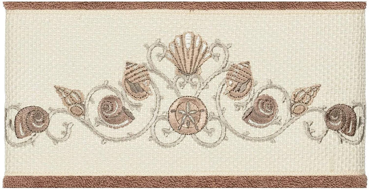 Turkish Cotton Shells Embroidered Latte Brown 3 Piece Towel Set Novelty Cloth - Diamond Home USA
