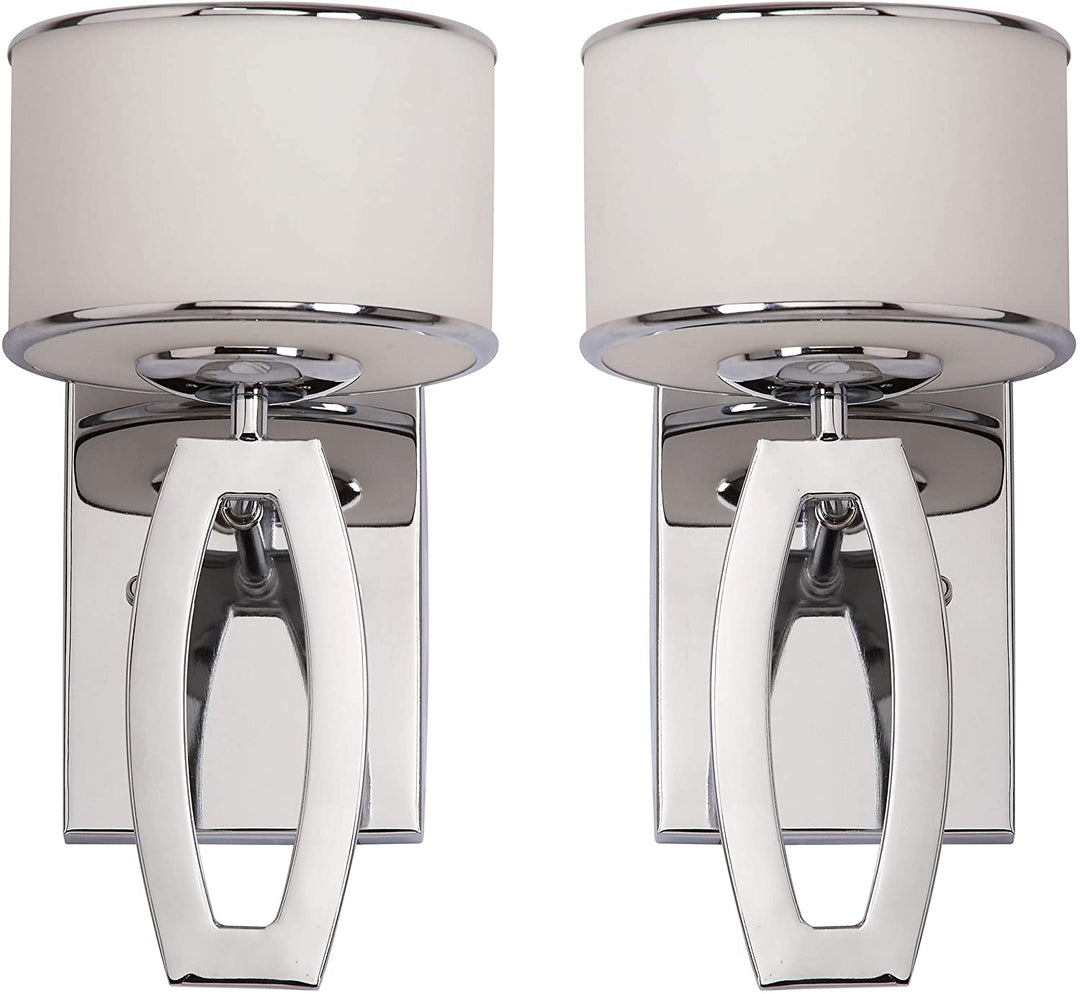 Lighting Chrome Drum Sconce (Set 2) White Modern