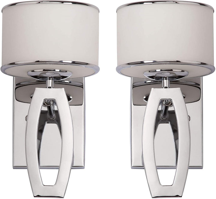 Lighting Chrome Drum Sconce (Set 2) White Modern