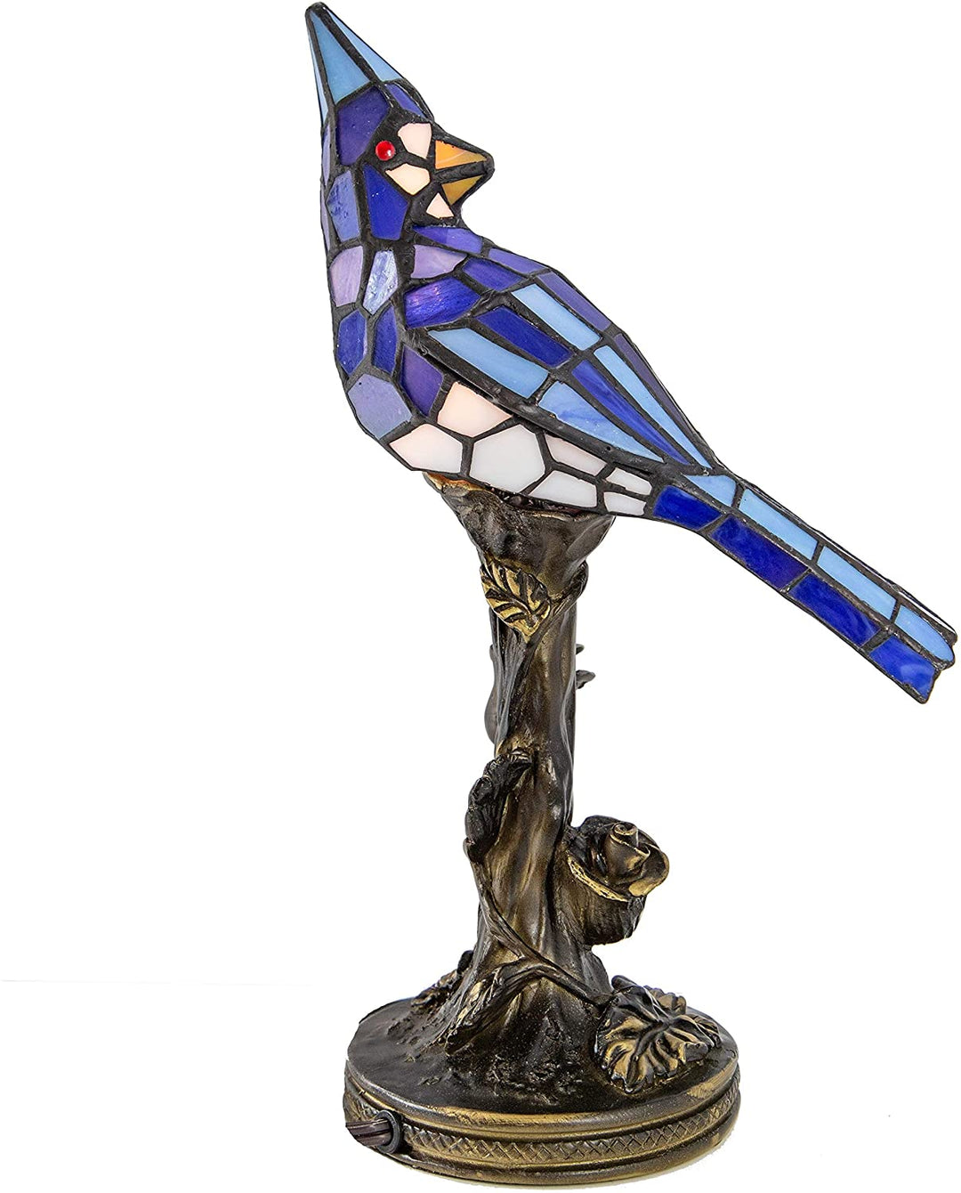 MISC 13 5" h Stained Glass Bird Accent Lamp Blue Traditional Bronze