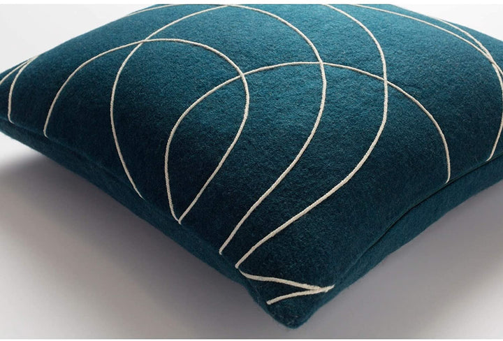 Dark Blue Throw Pillow Cover (22 X 22) Patchwork Modern Contemporary Wool One Removable - Diamond Home USA