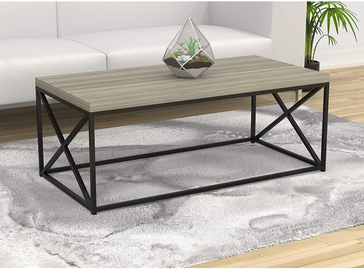 Coffee Table 48 l/Grey Wood/Black Metal Grey Transitional