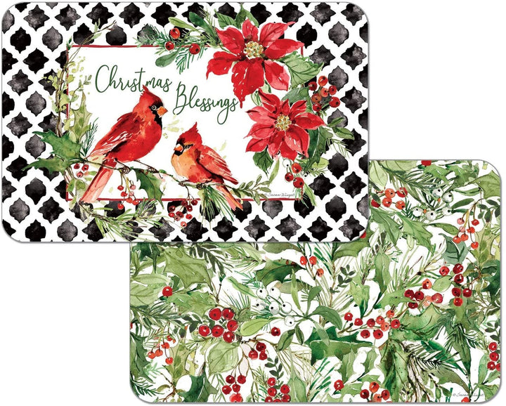 Wipe Clean Placemats Set 4 Cardinal Greenery Color Rectangle