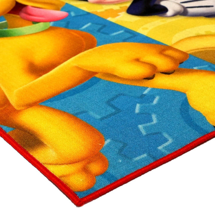 Ln 4'6 x 6'6 Kids Blue Red Mickey Mouse Theme Area Rug Rectangle Indoor Orange Yellow Disney Themed Kid Bedroom Carpet Pluto Goofy Donald Duck Pattern