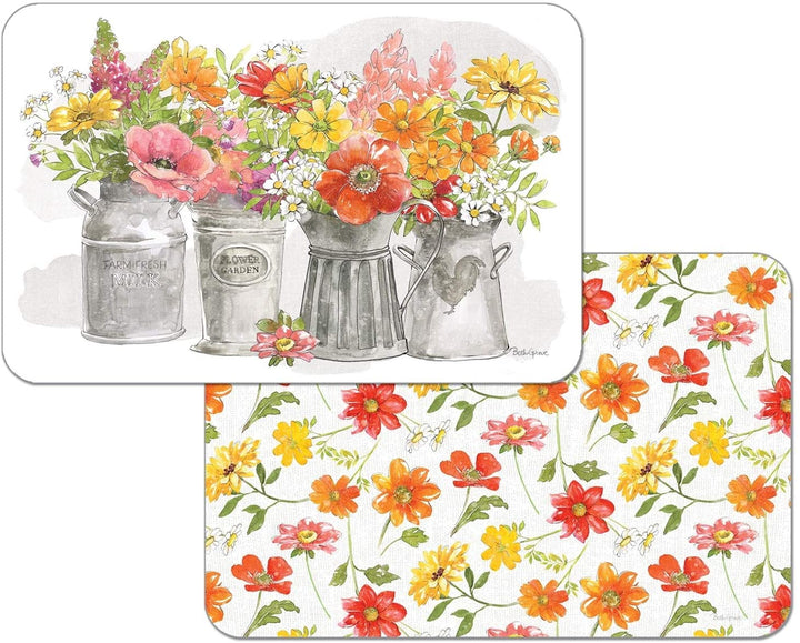 Wipe Clean Placemats Set 4 Farmhouse Floral Color