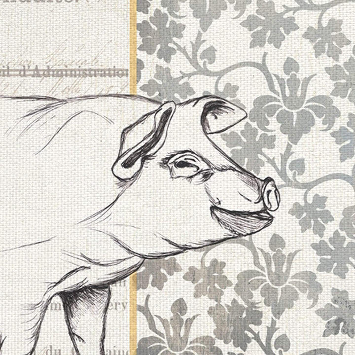 Vintage Farm Cow Rooster Pig Lamb Dewitt Canvas Art Set 4 12x12x4 Farmhouse Square